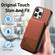 iPhone 12 Pro Max Twill Fabric Leather Vertical Flip RFID Card Bag Phone Case - Brown