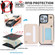 iPhone 12 Pro Max YM006 Skin Feel Zipper Card Bag Phone Case with Dual Lanyard - Apricot