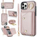 iPhone 12 Pro Max Zipper Card Bag Phone Case with Dual Lanyard - Rose Gold