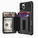 iPhone 12 Pro Max Zipper Wallet Card Bag PU Back Case - Black