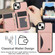 iPhone 12 / 12 Pro AwQuer Horizontal Flip Card Bag Holder Leather Phone Case - Rose Gold
