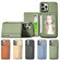 iPhone 12 / 12 Pro Carbon Fiber Magnetic Card Bag TPU+PU Shockproof Back Cover Case with Holder & Card Slot & Photo Frame - Brown