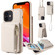 iPhone 12 / 12 Pro Crossbody Lanyard Zipper Wallet Leather Phone Case - Beige