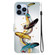 iPhone 12 / 12 Pro Crystal Texture Colored Drawing Leather Phone Case - Gold Butterfly Feathers