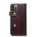 iPhone 12 / 12 Pro Denior Oil Wax Cowhide DK Magnetic Button Leather Phone Case - Dark Red