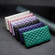 iPhone 12 / 12 Pro Diamond Lattice Wallet Leather Flip Phone Case - Purple