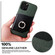 iPhone 12 / 12 Pro Fierre Shann Oil Wax Texture Genuine Leather Back Cover Case with 360 Degree Rotation Holder & Card Slot - Black+Green