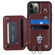 iPhone 12 / 12 Pro Grid Texture Card Bag Phone Case with Lanyard - Red