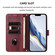 iPhone 12 / 12 Pro Line Splicing Buckle Retro Leather Phone Case - Wine Red