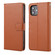iPhone 12 / 12 Pro Plain Weave Cowhide Genuine Leather Phone Case - Brown