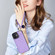iPhone 12 / 12 Pro Rhombic Dual Buckle Card Slots Phone Case with Lanyard - Purple