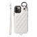 iPhone 12 / 12 Pro Rhombic Texture Card Bag Phone Case with Short Lanyard - White