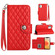 iPhone 12 / 12 Pro Rhombic Texture Flip Leather Phone Case with Lanyard - Red