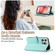 iPhone 12 / 12 Pro Rhombic Zipper Wallet Leather Phone Case - Cyan