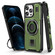 iPhone 12 / 12 Pro Ring Holder Carbon Fiber PC Hybrid TPU Phone Case - Army Green