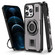 iPhone 12 / 12 Pro Ring Holder Carbon Fiber PC Hybrid TPU Phone Case - Grey