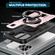 iPhone 12 / 12 Pro Ring Holder Carbon Fiber PC Hybrid TPU Phone Case - Rose Gold