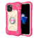 iPhone 12 / 12 Pro Shockproof Silicone + PC Protective Case with Dual-Ring Holder - Rose Red