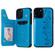 iPhone 12 / 12 Pro Six Cats Embossing Pattern Protective Case with Holder & Card Slots & Photo Frame - Blue