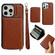 iPhone 12 / 12 Pro Solid Color Zipper 11-Card Slots Bag Phone Case with Lanyard - Brown