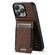iPhone 12 / 12 Pro Suteni H03 Litchi Leather Card Bag Stand Back Phone Case - Brown