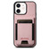 iPhone 12 / 12 Pro Suteni H03 Litchi Leather Card Bag Stand Back Phone Case - Pink
