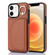 iPhone 12 / 12 Pro YM007 Ring Holder Card Bag Skin Feel Phone Case - Brown