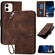 iPhone 12 / 12 Pro YX0080 Grid Butterfly Embossed Pattern Flip Leather Phone Case with Lanyard - Coffee