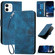 iPhone 12 / 12 Pro YX0080 Grid Butterfly Embossed Pattern Flip Leather Phone Case with Lanyard - Dark Blue
