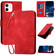iPhone 12 / 12 Pro YX0080 Grid Butterfly Embossed Pattern Flip Leather Phone Case with Lanyard - Red