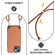 iPhone 12 Carbon Fiber Texture Leather Back Phone Case with Crossbody Strap - Brown