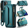 iPhone 12 CaseMe C36 Card Slots Zipper Wallet RFID Anti-theft Leather Phone Case - Blue-green