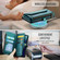 iPhone 12 CaseMe C36 Card Slots Zipper Wallet RFID Anti-theft Leather Phone Case - Blue-green