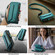 iPhone 12 CaseMe C36 Card Slots Zipper Wallet RFID Anti-theft Leather Phone Case - Blue-green