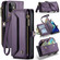iPhone 12 CaseMe C36 Card Slots Zipper Wallet RFID Anti-theft Leather Phone Case - Purple