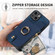 iPhone 12 Cross Leather Ring Vertical Zipper Wallet Back Phone Case - Blue