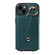 iPhone 12 Diagonal Crossbody Ring Organ Wallet Leather Back Phone Case - Dark Green