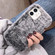 iPhone 12 Diamond Lens Ring Solid Color Plush Phone Case - Gray