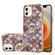 iPhone 12 Electroplating Pattern IMD TPU Shockproof Case with Rhinestone Ring Holder - Pink Scales