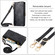 iPhone 12 Geometric Zipper Wallet Side Buckle Leather Phone Case with Crossbody Lanyard - Black
