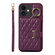 iPhone 12 Horizontal Card Bag Ring Holder Phone Case with Dual Lanyard - Dark Purple