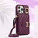 iPhone 12 Horizontal Card Bag Ring Holder Phone Case with Dual Lanyard - Dark Purple