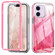 iPhone 12 IMD Gradient Feather PC Hybrid TPU Phone Case - Rose Red