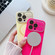 iPhone 12 Large Window Acrylic Glass Lens MagSafe Silicone Phone Case - Rose Pink