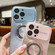 iPhone 12 Large Window Diamond Magnifier Magnetic Phone Case - Pink