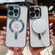 iPhone 12 Loves Carbon Fiber Clear Plated Magsafe TPU Phone Case - Blue