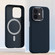 iPhone 12 Metal Lens Frame Leather Magsafe Full Coverage Shockproof Phone Case - Blue