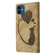 iPhone 12 Pen Heart Cat Embossed Leather Phone Case - Apricot