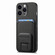 iPhone 12 Pro Carbon Fiber Card Bag Fold Stand Phone Case - Black