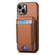 iPhone 12 Pro Carbon Fiber Vertical Flip Wallet Stand Phone Case - Brown